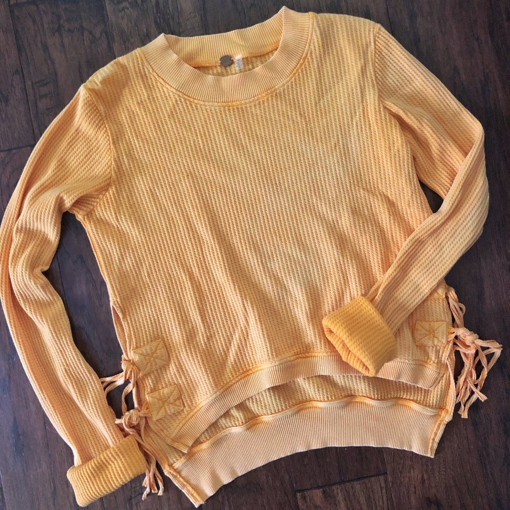 Free People Orange Side Tie Long Sleeve Thermal